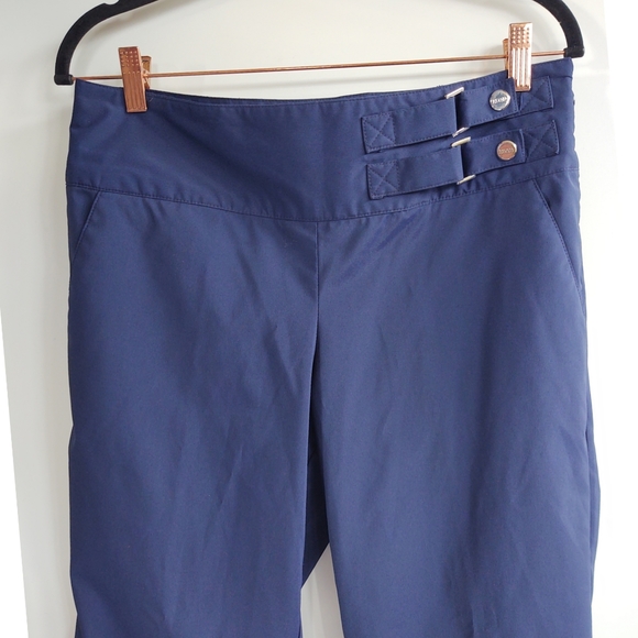 Izod Golf Capri Navy Blue Pants Side Zip  & Pockets Flat Front Size 8 - Picture 3 of 10